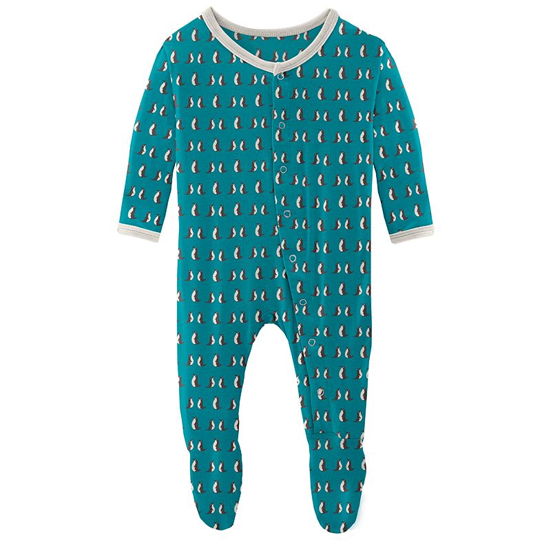 Kickee Pants Footie with Snaps - Bay Penguins