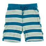 Kickee Pants Print Basic Jersey Shorts - Seaside Cafe Stripe