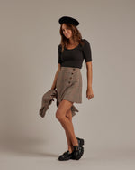 Rylee + Cru Women's Button Mini Skirt - Rustic Plaid