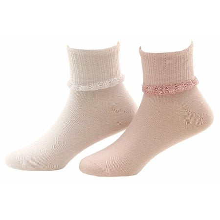 Stride Rite 2-Pairs White/Pink Comfort Seam Socks
