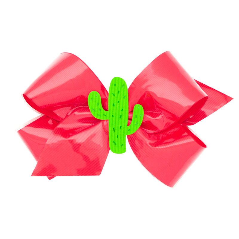 Wee Ones Neon Vinyl Bow with Detachable Clip - Red Cactus