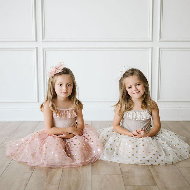Rijp Mening gereedschap Petite Hailey Gold Dot Tutu Dress - Beige – Casp Baby Mommy & Me Boutique