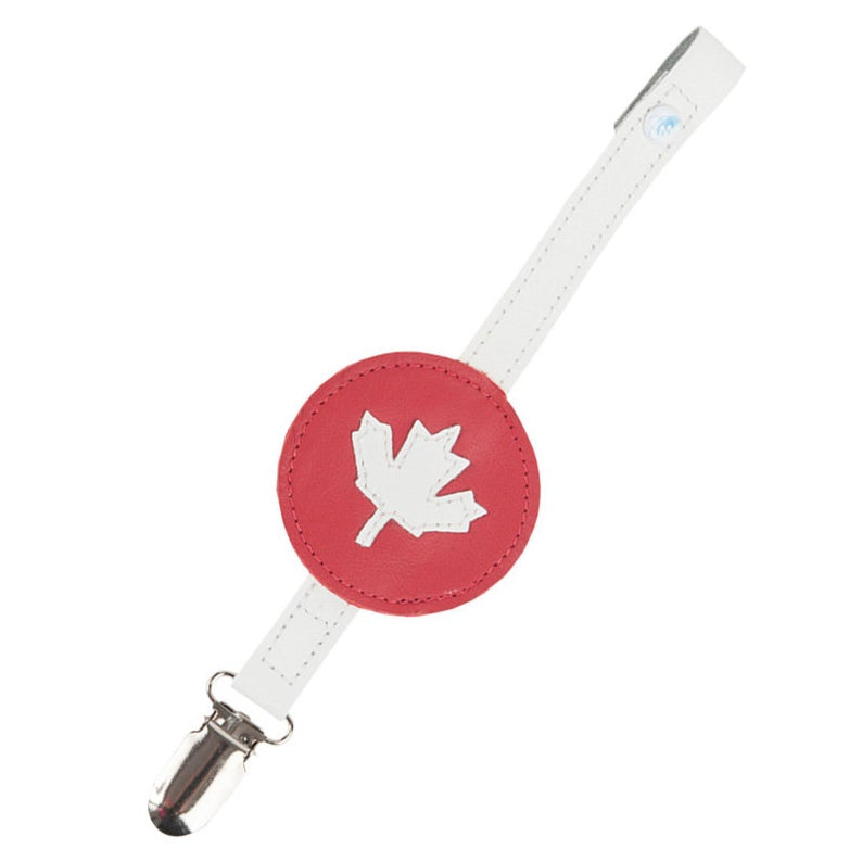 Mally Designs Leather Soother Clip Maple Leaf