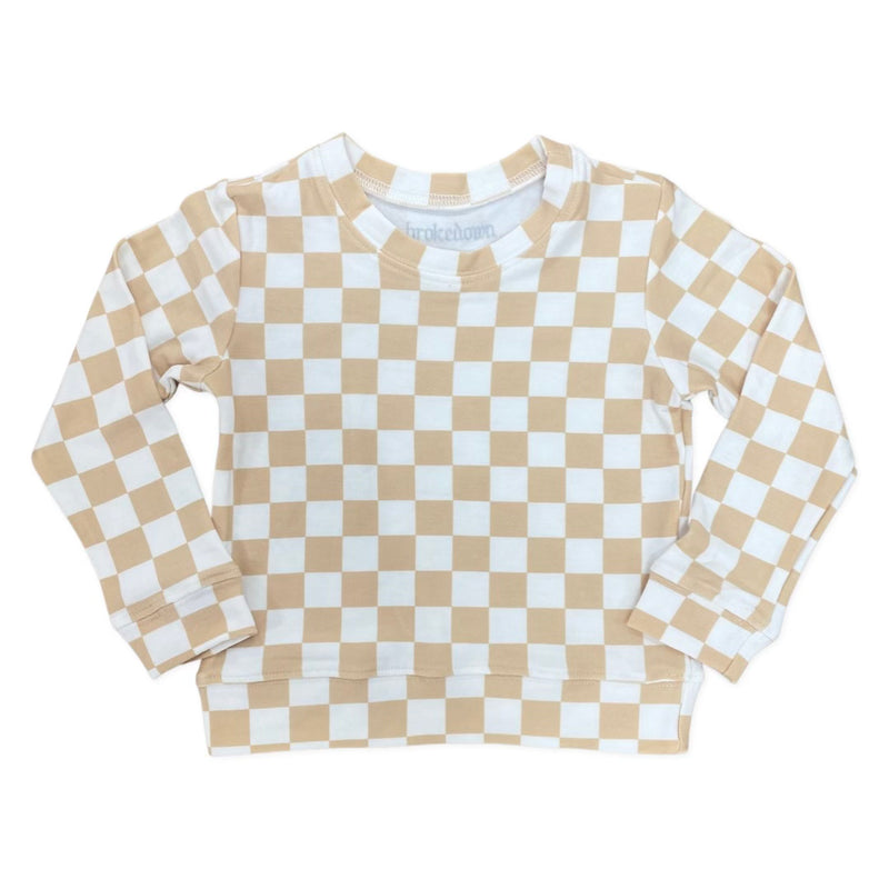 Brokedown Tan Checkered Sweatshirt