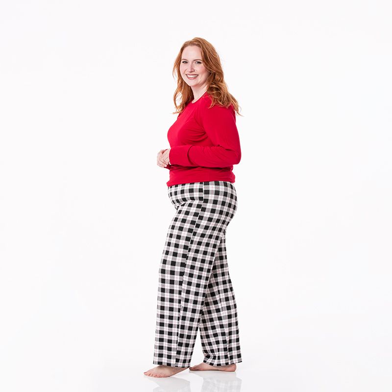 Kickee Pants Women's Loosey Goosey Pajama Set - Midnight Holiday Plaid