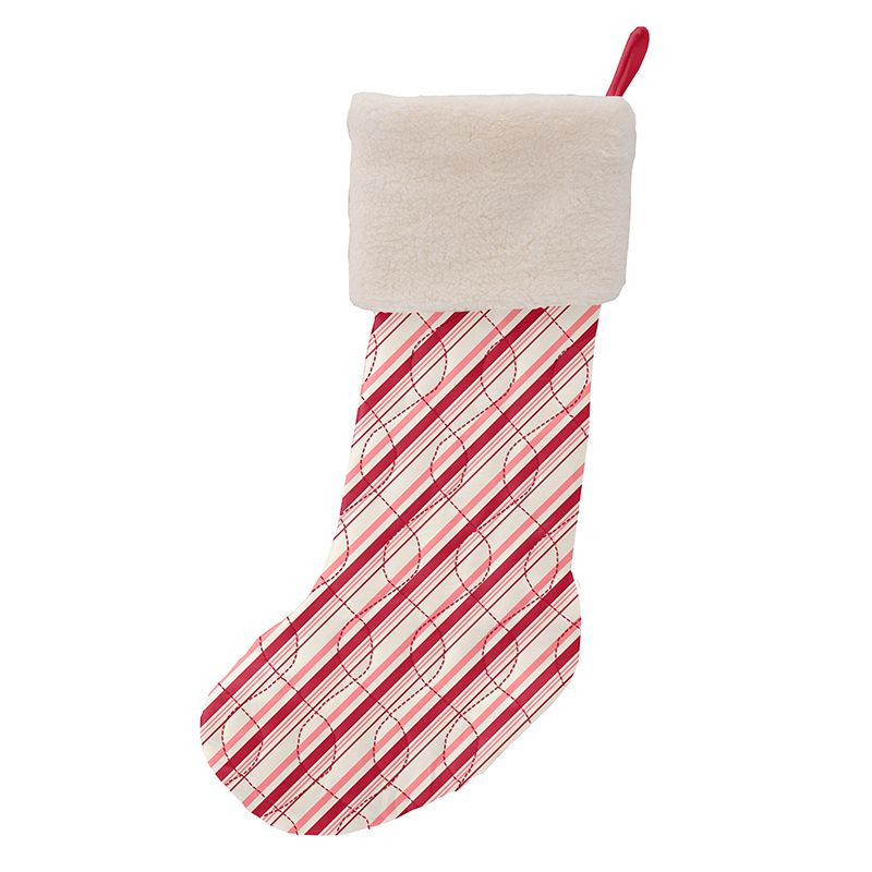 Kickee Pants Quilted Stocking - Strawberry Candy Cane Stripe / Christmas Floral