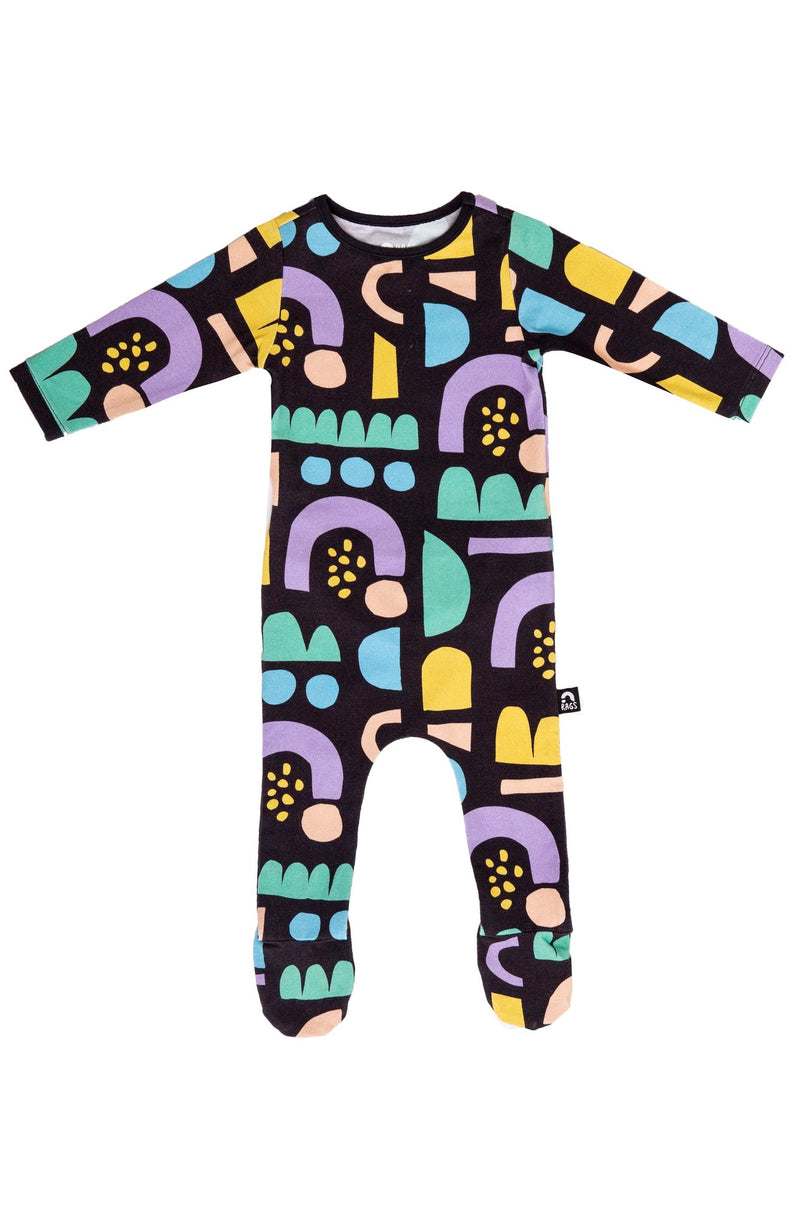 Rags Romper with Footies - Abstract Rainbow