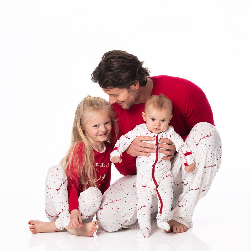 Kickee Pants Graphic Tee Pajama Set - Natural Flying Santa