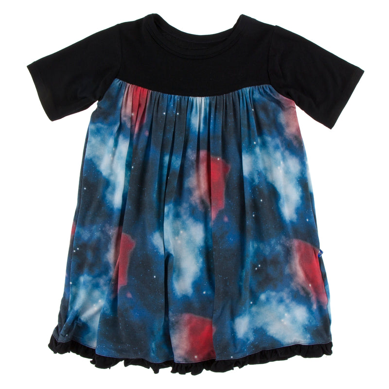 Kickee Pants Print Classic Short Sleeve Swing Dress - Red Ginger Galaxy Astronomy & Chemistry
