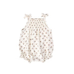 Quincy Mae Smocked Woven Romper - Ivory Daisy