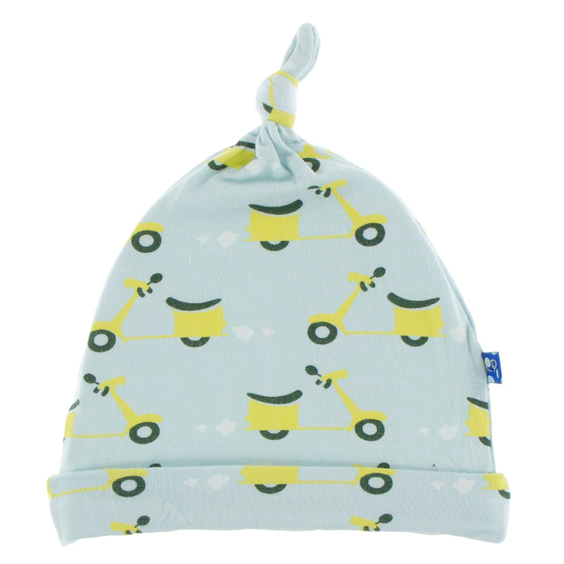 Kickee Pants Print Knot Hat - Spring Sky Scooter