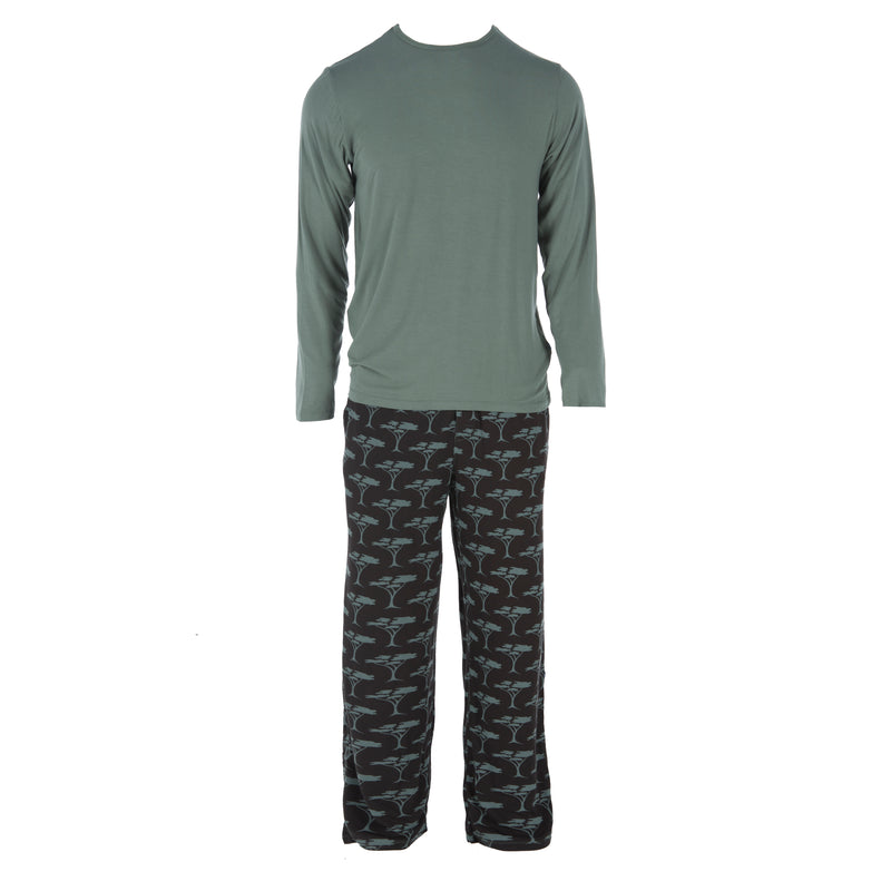 Kickee Pants Men's Print Long Sleeve Pajama Set - Zebra Acacia Trees 1st Delivery