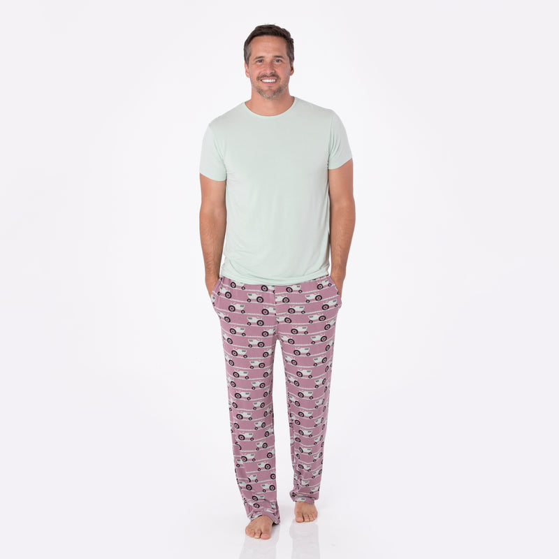 Kickee Pants Men's Print Short Sleeve Pajama Set - Raisin Tractor and Grass