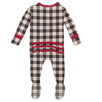 Kickee Pants Muffin Ruffle Footie with Zipper - Midnight Holiday Plaid