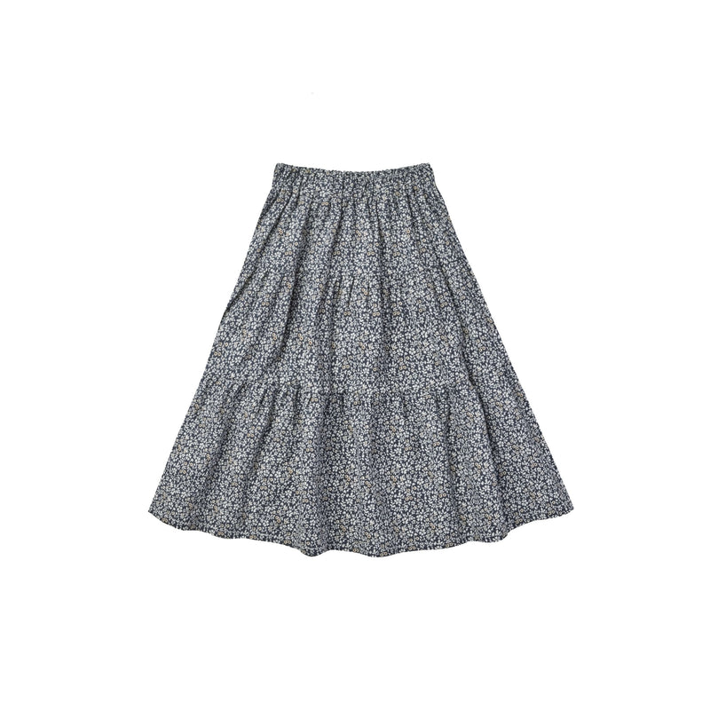 Rylee + Cru Tiered Midi Skirt - Blue Floral