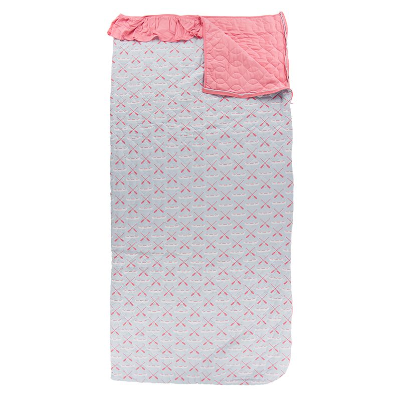 Kickee Pants Quilted Ruffle Sleepover Bag - Dew Paddles and Canoe / Strawberry