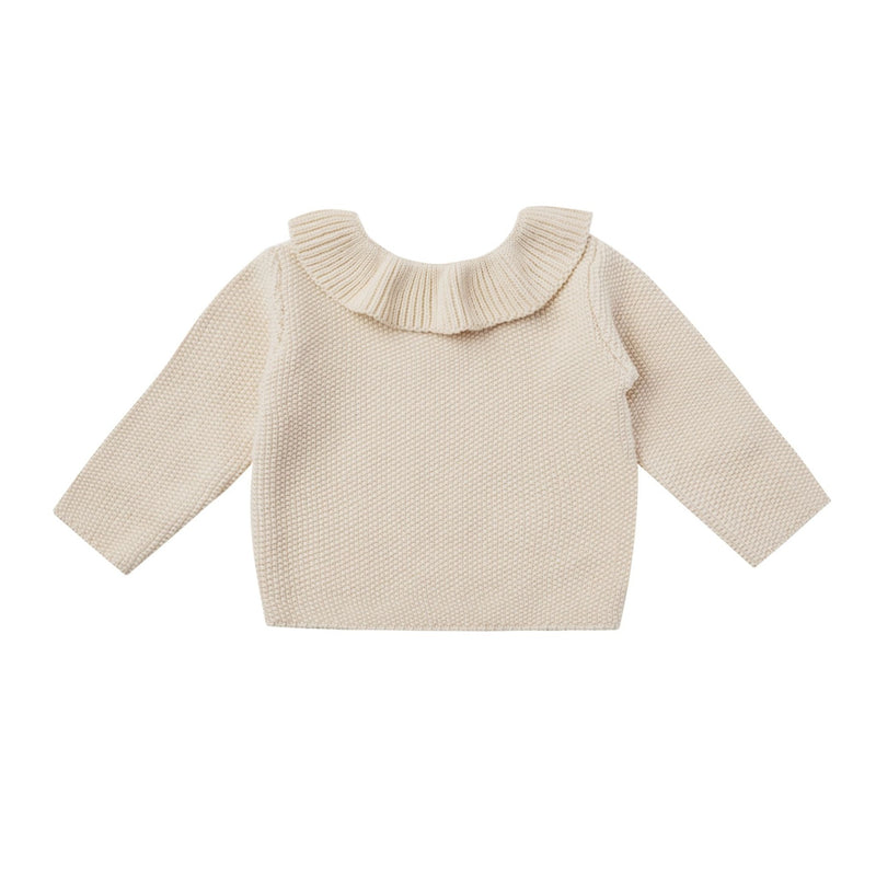 Quincy Mae Ruffle Collar Knit Sweater - Natural