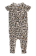 Posh Peanut Ruffle Cap Sleeve Romper - Lana Leopard Tan