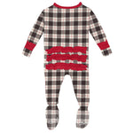 Kickee Pants Classic Ruffle Footie with Snaps - Midnight Holiday Plaid