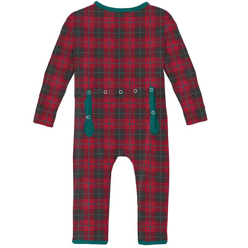 Kickee Pants Coverall with Zipper - Anniversary Plaid