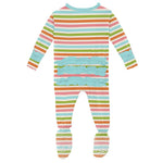 Kickee Pants Classic Ruffle Footie with Snaps - Beach Day Stripe
