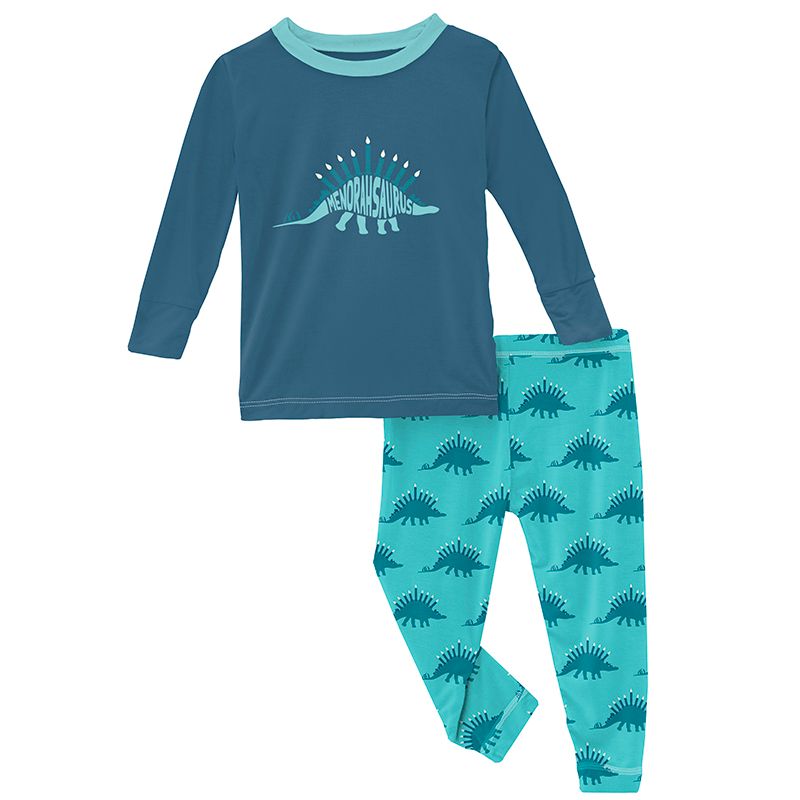 Kickee Pants Graphic Pajama Set - Iceberg Menorahsaurus