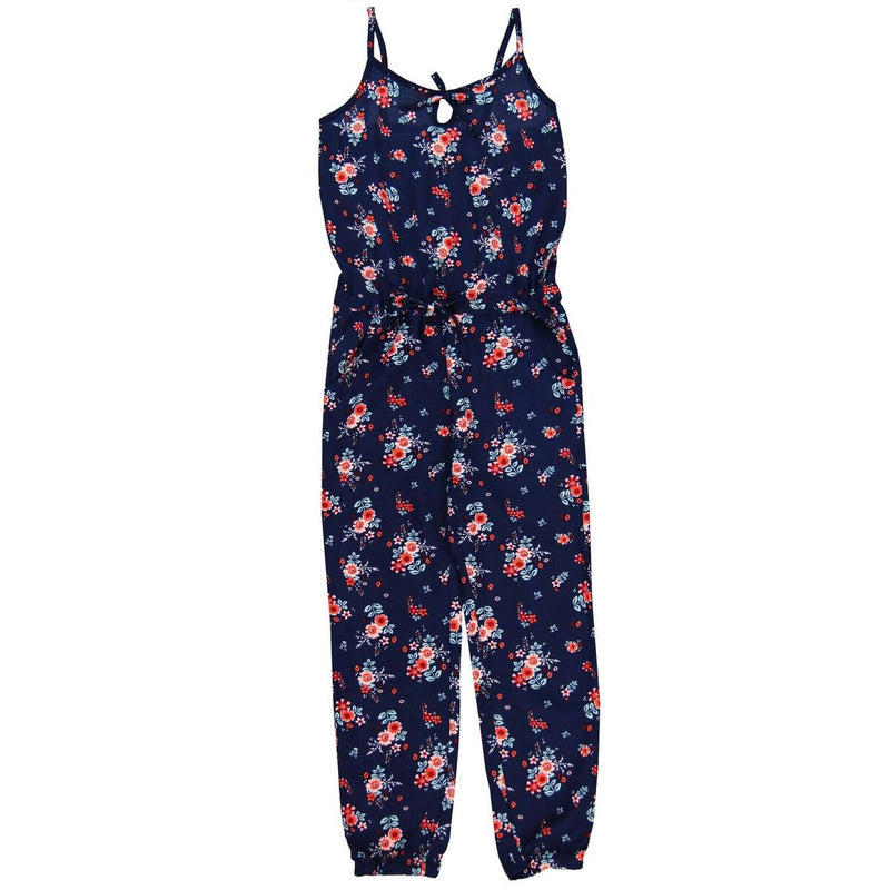 Boboli Navy Jumpsuit with Red Flowers