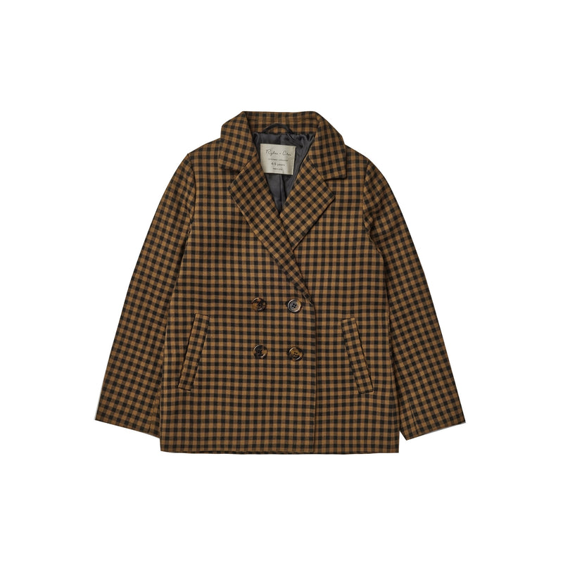 Rylee + Cru Double Breasted Blazer - Chartreuse Plaid