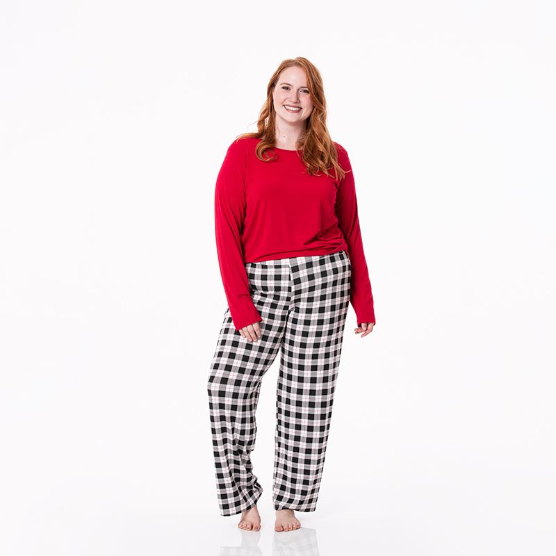 Kickee Pants Women's Loosey Goosey Pajama Set - Midnight Holiday Plaid