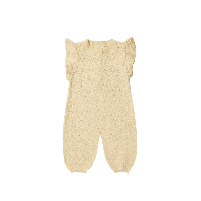 Quincy Mae Mira Knit Romper - Heathered Yellow